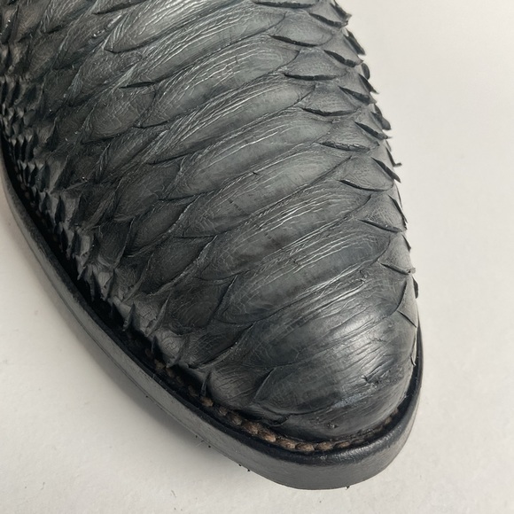 Vintage Nocona Blue Python Snakeskin Cowboy Boots 12 D USA Made Back Cut - Picture 14 of 16